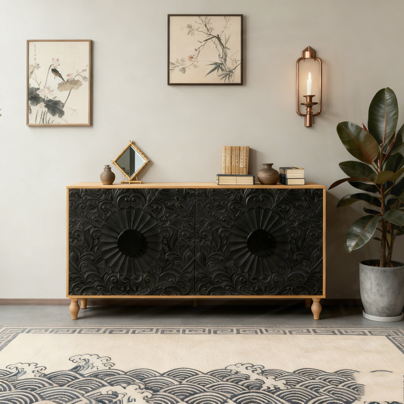 Armoire de rangement, Noir/naturel