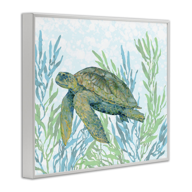 «Tasman Turtle in Seagrass», estampe numérique, conception de Paul Brent, 11 x 14, Coastal White Giclee Framed
