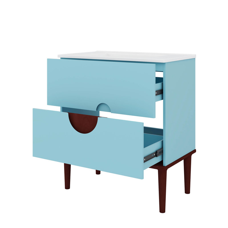 Armoire de meuble-lavabo 30 po avec 2 tiroirs en céramique pour rangement de salle de bain