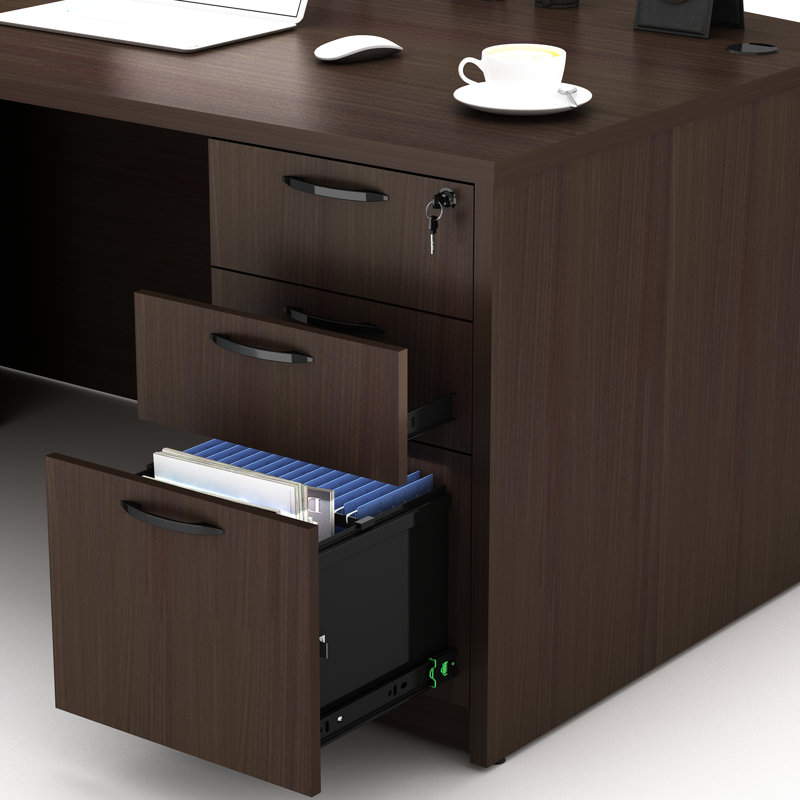  Parven Vertical Filing Executive Desk, Espresso