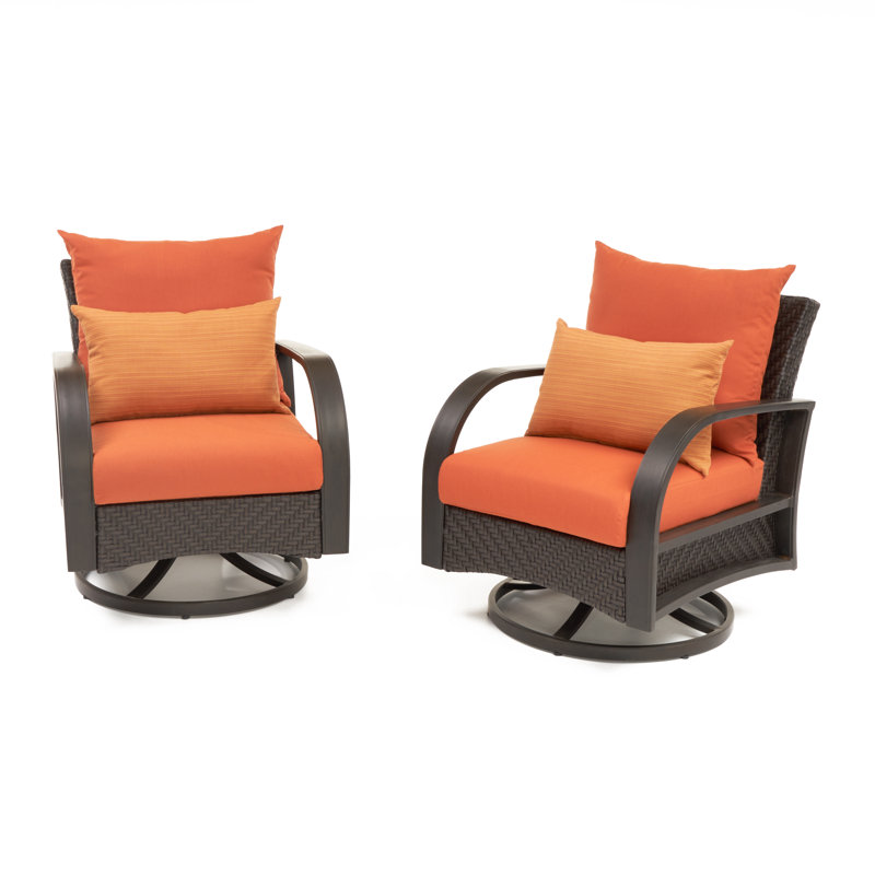 Chaise de patio en osier Kechia, Tissage uni Sunbrella® palette Cayenne