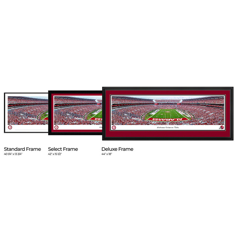 Alabama Football, impression panoramique, H 13,75 po x l 40,25 po x P 0,38 po, Cadre noir