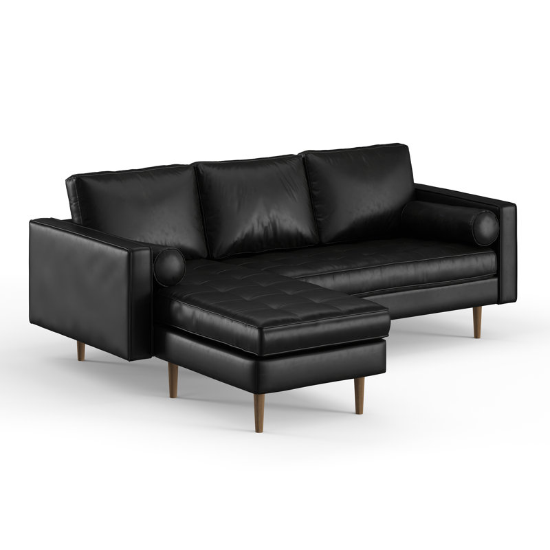 Canapé et méridienne réversible en cuir Vegan, Cuir vegan noir minuit