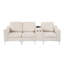Canapé modulaire convertible beige en velours côtelé à trois places avec porte-gobelets pour le petit-déjeuner beige