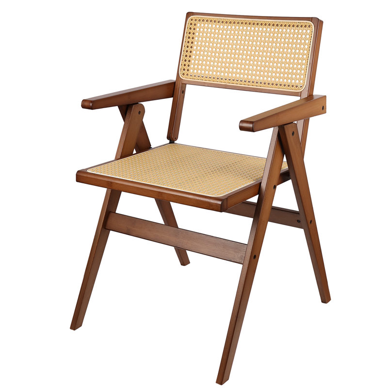 Wicker/Rattan Stackable Folding Chair Folding Chair, Walnut
