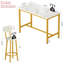 Industrial Bar Table Set with 4 PU Stools - Counter Height, Space-Saving 5-Piece Dining Set (43” L)-753003410