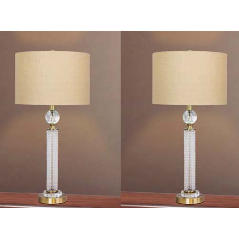 Rockmart Crystal Table Lamp, Beige, Antique Brass