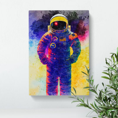 Astronaut In Watercolour No.4 - Wrapped Canvas Print