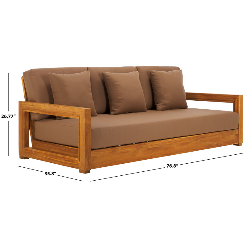 Montford Teak Patio Sofa with Cushions, Brown Melrose