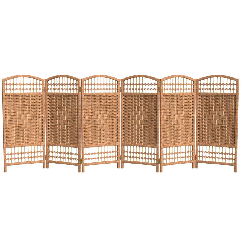 Short Fiber Weave Folding Screen, 6, Natural, 35.5"H