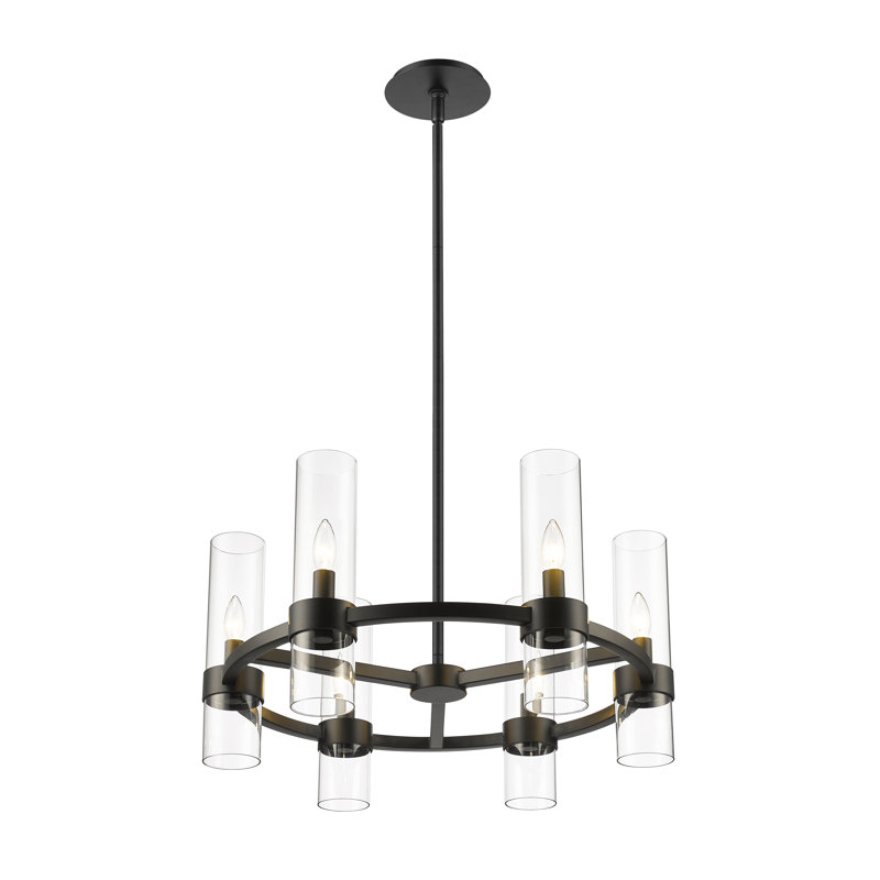 Fouges 6 - Light Dimmable Wagon Wheel Chandelier, Matte Black