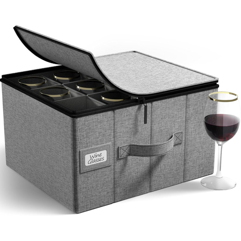 Wine Glasses Storage Box - Grey
