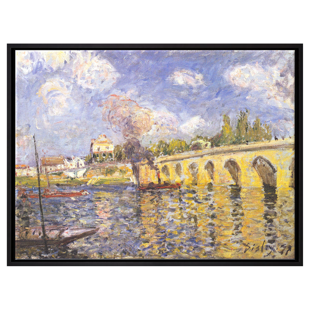 Gerahmtes Leinwandbild River Steamboat and Bridge von Alfred Sisley