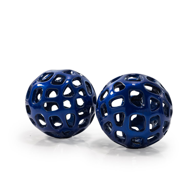 Sphère corail / émail bleu - boîte de 2, Bleu