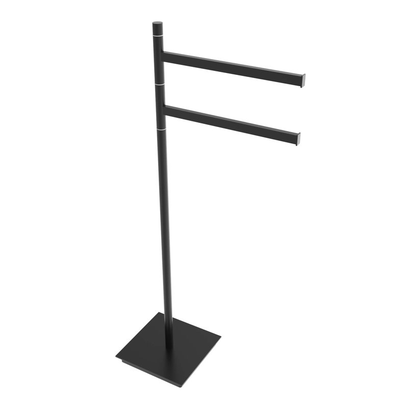Porte-serviettes double pivotant carré Volkano, Noir mat