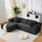 105" Boneless L-Shape Sectional, 3 Seat Oversized Couch with Corduroy Fabric for Living Room, No Assembly Required, Black-317436432