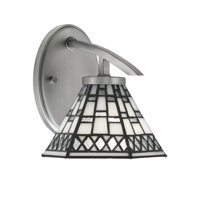 Kurve Downlight Wall Sconce With 7" Pewter Art Glass