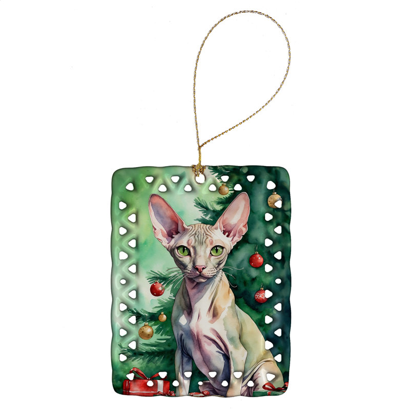 Ornement en porcelaine Peterbald, Chat Peterbald