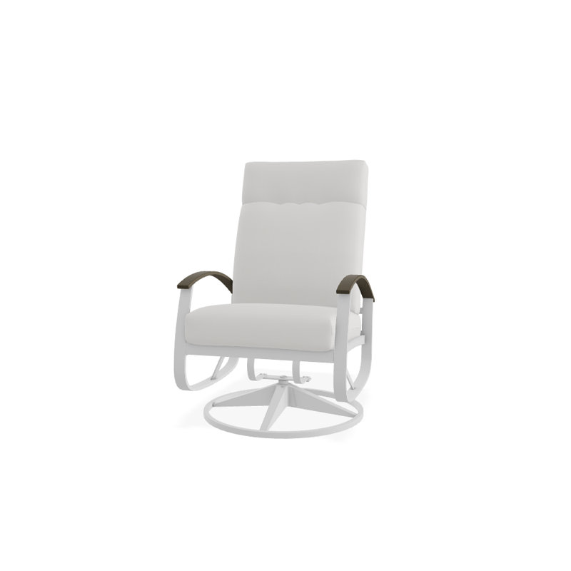 Chaise berçante pivotante réglable avec coussins Askar, Salée, Graphite classique P30, Blanc brillant