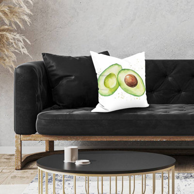 Watercolor open avocado - 18"x18" Throw pillow cover - Poly twill - Print on demand