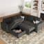 Lit modulaire en velours avec rangement et repose-pieds pour le salon-1195655264