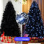 Arbre de Noël et de décoration artificiel noir 6 pi, 350 blanc, 1460 pointes Pe +, branches articulées, arbre de support en métal stable avec structure pour un assemblage rapide-287036664