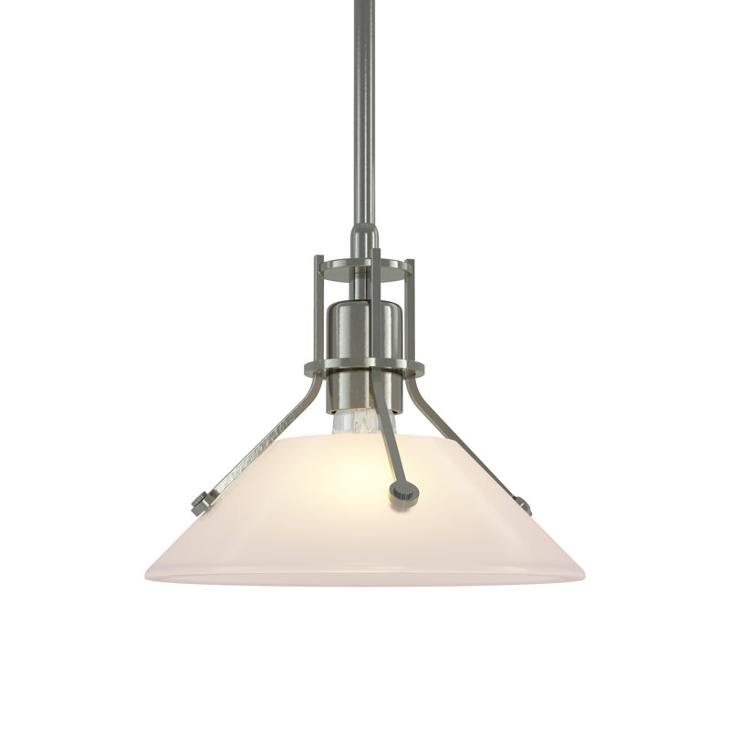 Henry 1 - Light Single Cone Pendant, Frosted Glass, Sterling