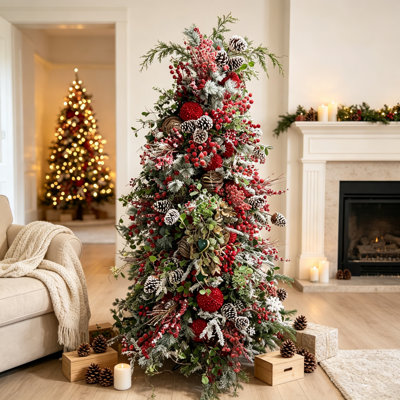 Ensemble de 3 décorations d'arbre de Noël à bille rouge 6,5 po x 6,5 po pour Noël