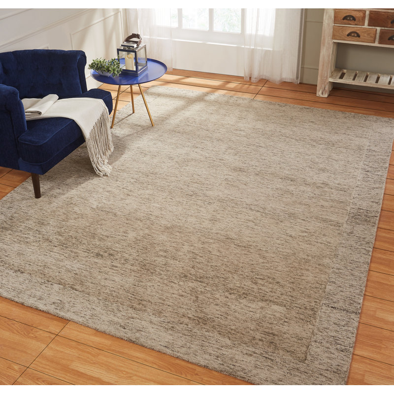 Tapis brun chaud en laine / soie touffeté à la main Neoma, Rectangle 7 pi 6 po x 9 pi 6 po
