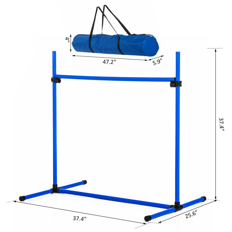 Blue Adjustable Dog Agility Training Jump Bar Set with Carry Bag