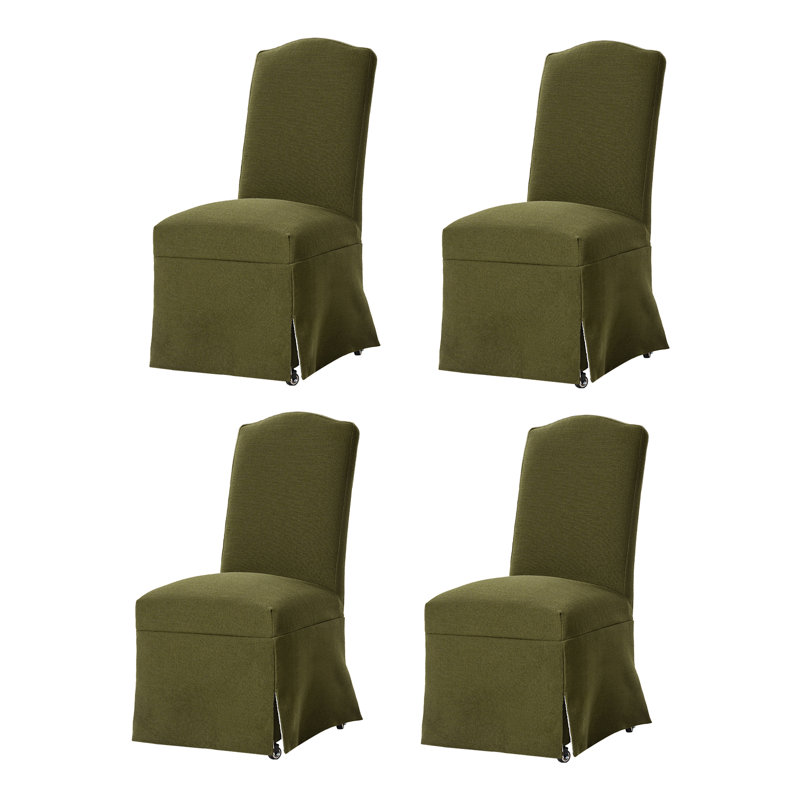 Evansville Transitional 40"Tall Solid Wood Legs Dining Chair With Removable Fabric Slipcover, Moss