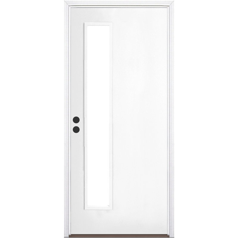 Porte extérieure lisse en fibre de verre lisse Lite avec montants de 6/9 / 16 po et rebord de porte en bronze, Côté droit