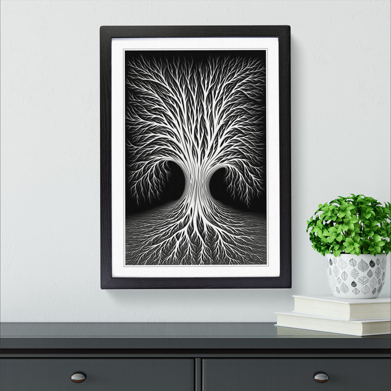 Weeping Willow Op - Framed Print, 46cm H x 34cm W x 2cm D, Black