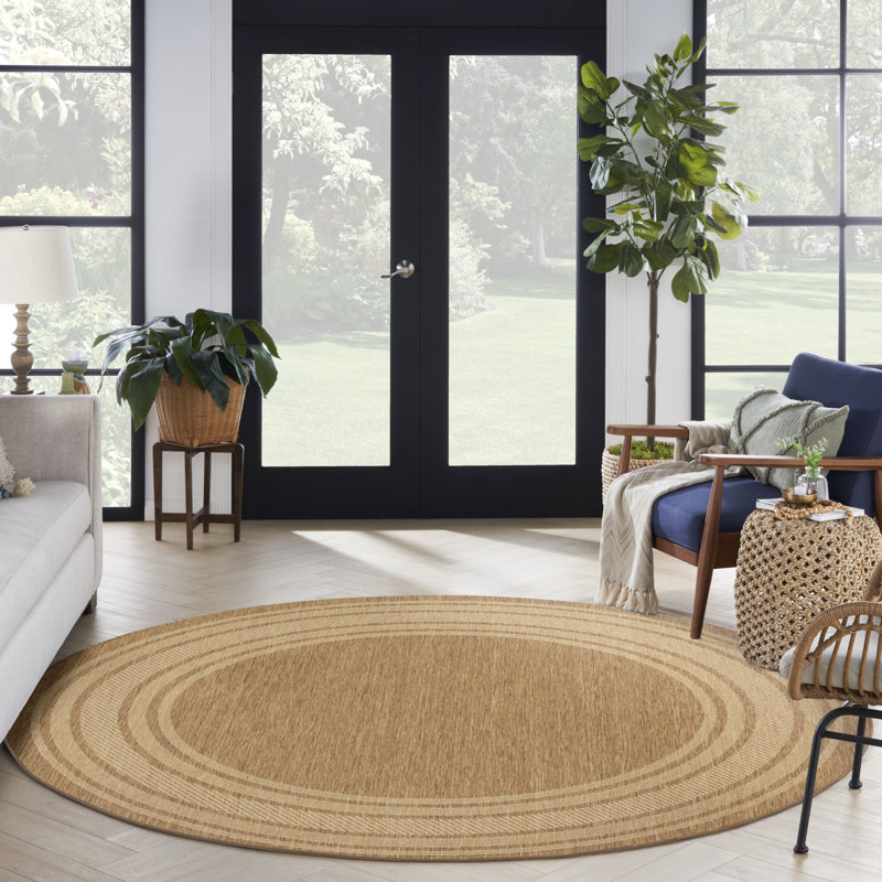 Horizon Indoor/Outdoor Natural Modern Rug, Natural, Round 8'