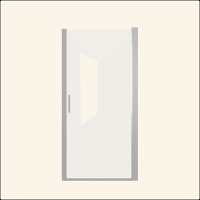 Pivot Shower Door, Aluminum Frame, Half Frame ,1/4"(6Mm) Tempered Glass Explosion Proof Film,Stainless Steel Handle
