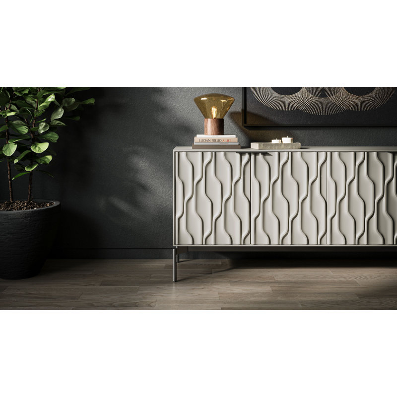 Mesa 79.5'' W Sideboard, Stone/Brushed Carbon