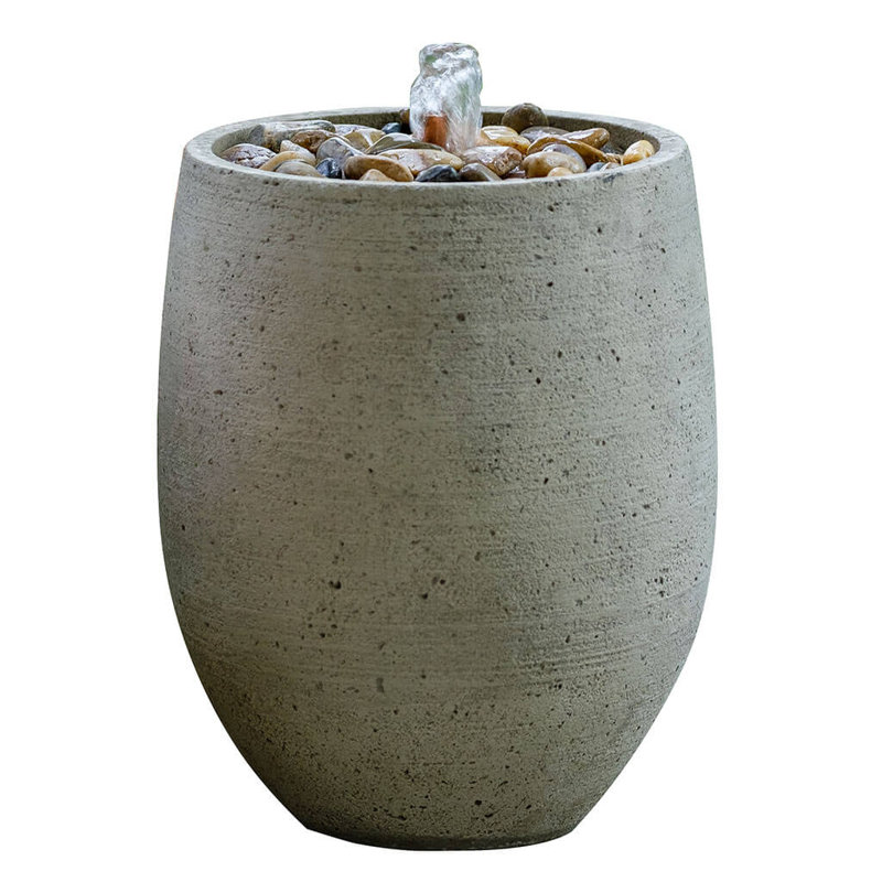 Yayla Hand Crafted Weather Resistant Column Fountain, 16'' H x 12.25'' W x 12.25'' D, Verde