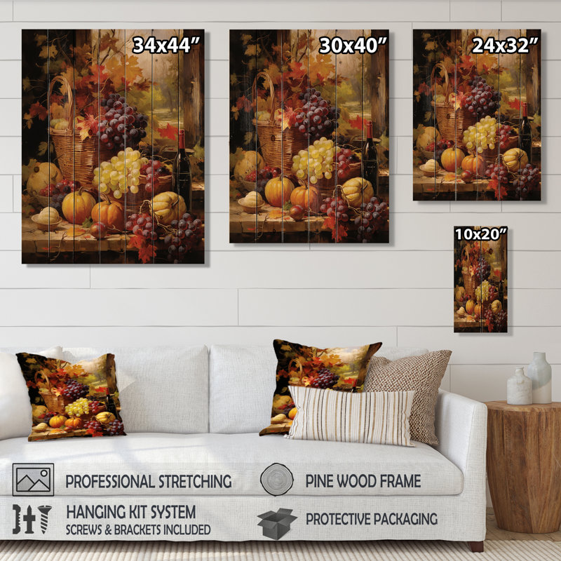 «Food Autumn Harvest I», reproduction sur bois naturel, H 40 po x l 30 po x P 0,78 po