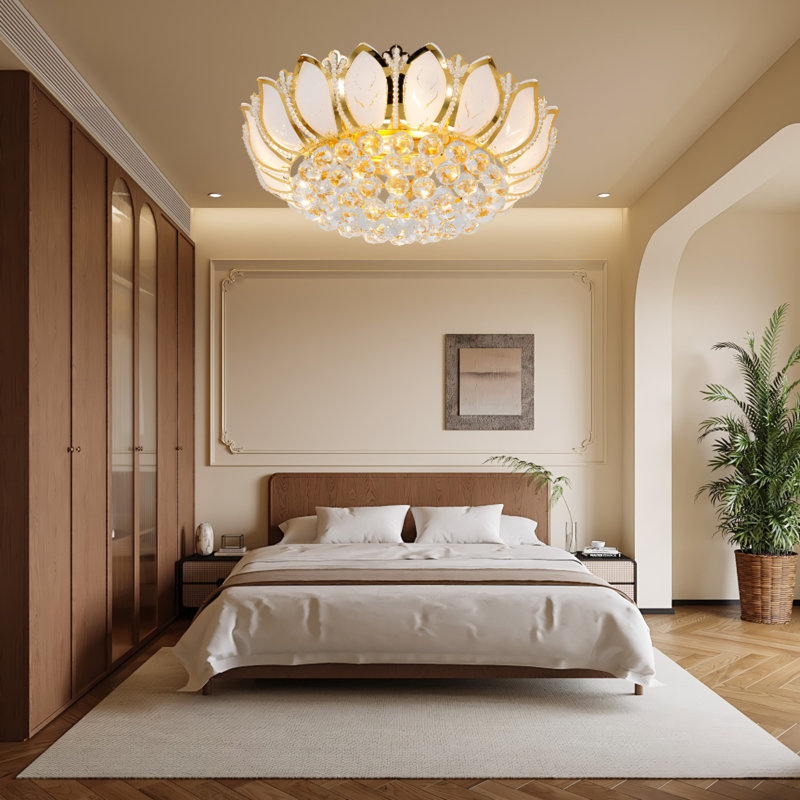 Golden Lotus Living Room Dining Room Ceiling Light With Remote Control