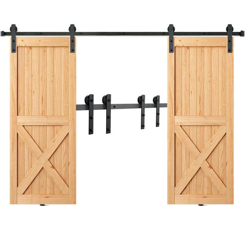 8FT Black Carbon Steel Sliding Barn Door Hardware Kit
