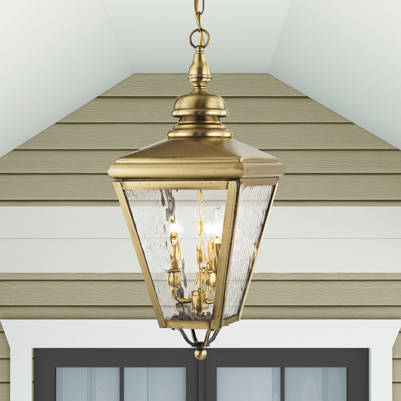 Asila 3 -Bulb 25.25" H Outdoor Hanging Lantern, Antique Brass