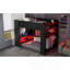 Lit superposé double avec bureau à hauteur réglable, garde-robe, grand espace de rangement et lumières RVB, rouge-197081376