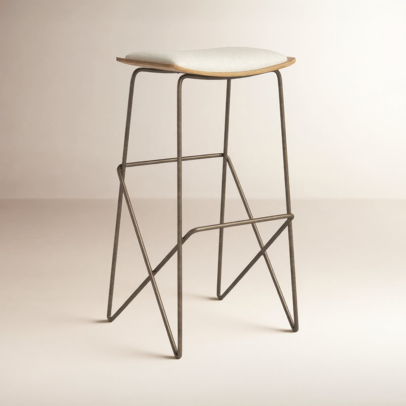 Deux Upholstered Counter Stool with Metal Frame, Bar Stool (28" Seat Height)