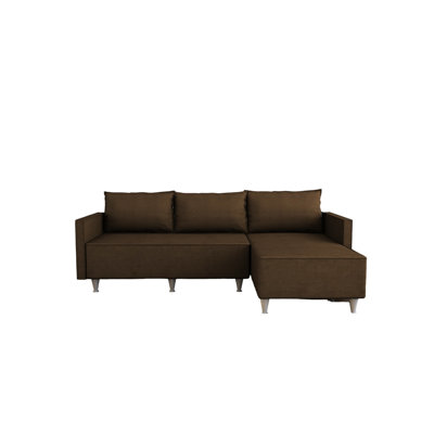 Reversible Sectional, Brown - 5 Comfortable With Foam And Solid Wood Structure, Simple Installation For Living Room Cozy Construction, Assembly