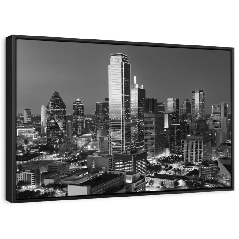 Impression sur toile monochrome, Dallas, Texas, H 27 po x l 40 po