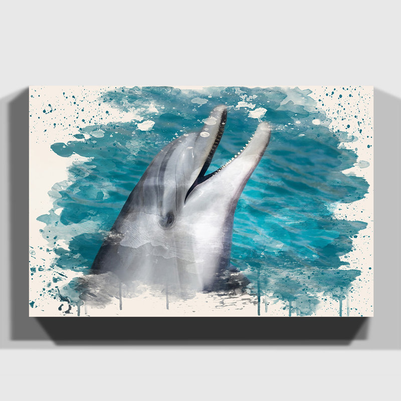 Dolphin (2) Painting on Canvas - Wrapped Canvas, 35cm H x 50cm W