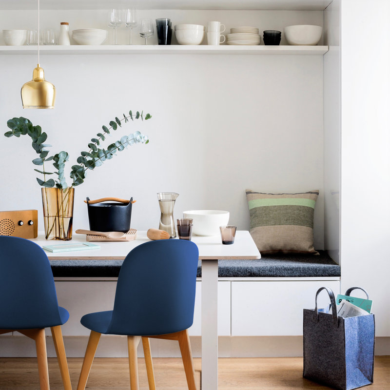 Bozhan Dining Chairs - Armless Side Chairs with Natural Wooden Legs - Set of 2 Modern Kitchen & Dining Room Chairs, Blue