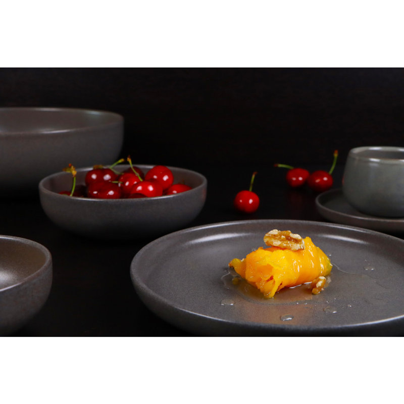 Habraham 4 Piece Dinner Plate Set, Beige/Grey