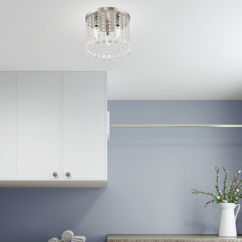 Plafonnier encastré 3 lumières 11 po, Nickel brossé