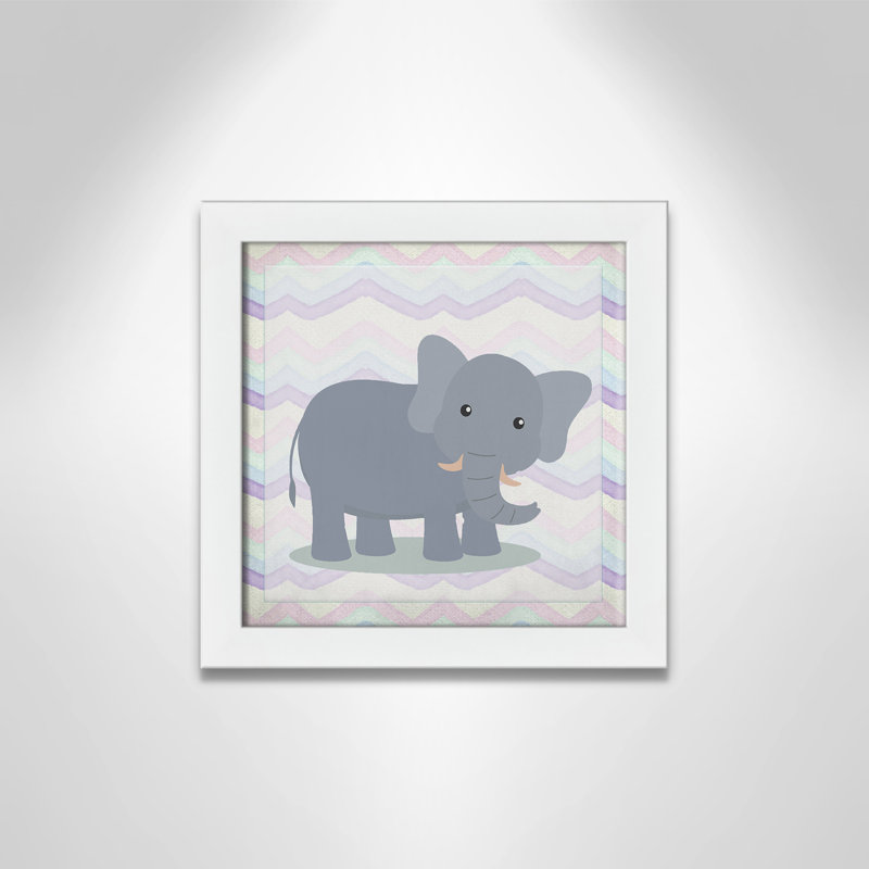 Art de l'éléphant rose, Encadré plat blanc, H 12 po x l 12 po x P 0,6 po
